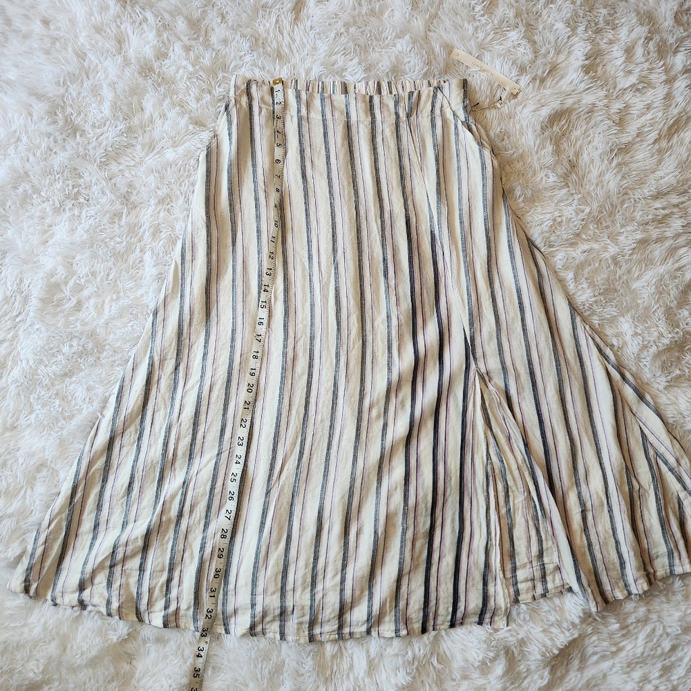 Caslon Linen Blend James Stripe Midi Skirt - Picture 9 of 12
